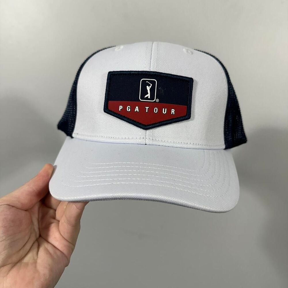 White PGA Golf Tour snapback hat with mesh back